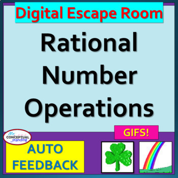 Preview of Rational Number Operations St. Patrick's Day Activity - Digital Math Escape Room