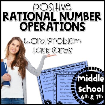 Preview of Rational Number Operations Word Problems Task Cards