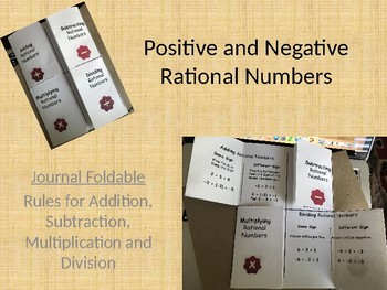 Preview of Rational Number Operations (positive and negative rules) Journal Foldable