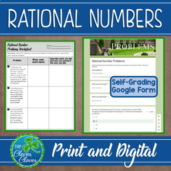 Preview of Rational Number Real-World Problems - Digital and Print - Google Forms