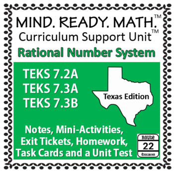 Preview of Rational Numbers System Unit TEKS 7.2A 7.3A 7.3B