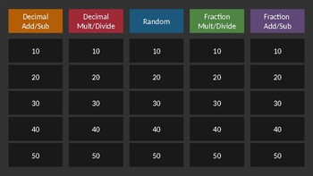 Preview of Rational Numbers Adding Subtracting Multiplying Dividing Decimals and Fractions