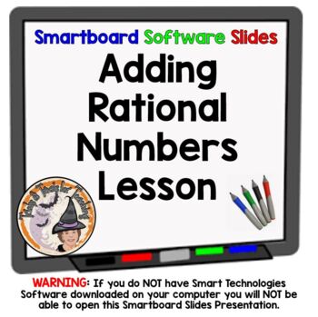 Preview of Adding Rational Numbers Smartboard Slides Lesson Fractions Decimals Integers