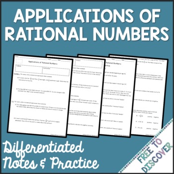 Preview of Rational Numbers Applications Notes and Practice