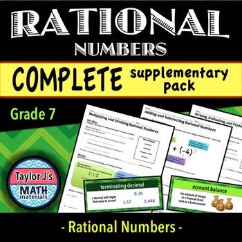 Preview of Rational Numbers Worksheets and Word Wall