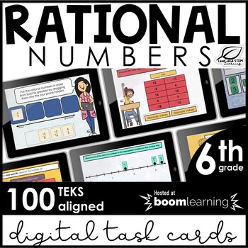 Preview of Rational Numbers Digital Task Cards | TEKS 6.2 | Boom Cards