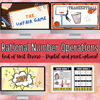 Preview of Rational Numbers - End of Unit Review Practice Bundle - Printable and Digital!