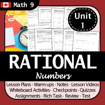 Preview of BC Math 9 Rational Number Operations Unit | No Prep! Engaging, Differentiated!