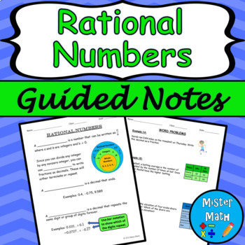 Preview of Rational Numbers Guided Notes