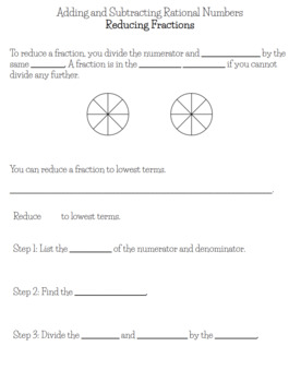 Preview of Rational Numbers Notes Bundle - Reducing Fractions