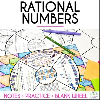Preview of Rational Numbers Notes Doodle Math Wheel Guided Notes and Practice