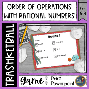 Preview of Rational Numbers Order of Operations Trashketball Math Game