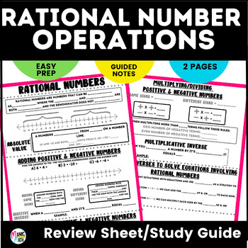 Preview of Rational Numbers Review Sheet/Study Guide (Illustrative Math Grade 7™ Unit 5)