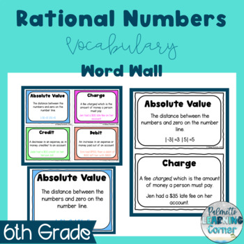 Preview of Rational Numbers Vocabulary Word Wall