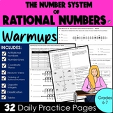 Rational Numbers Warm ups and Review of Absolute Value and