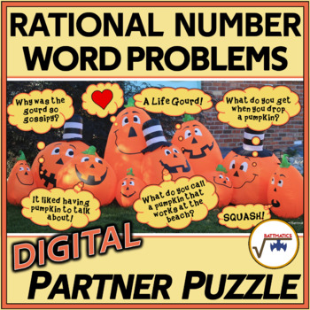 Preview of Rational Numbers Word Problems SELF-CHECKING DIGITAL PARTNER PUZZLE