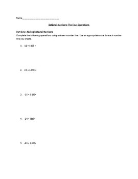 Preview of Rational Numbers Worksheet