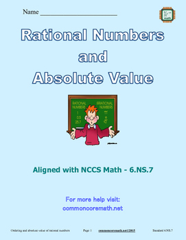 Preview of Rational Numbers and Absolute Value - 6.NS.7