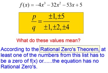 Preview of Rational Zero's Theorem 4 Lessons, Multiple Assignments for SMART Notebook