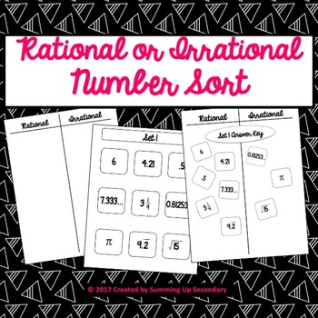 Preview of Rational and Irrational Number Sort