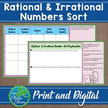 Preview of Rational & Irrational Number Sort - Vocabulary Reinforcement - Digital and Print