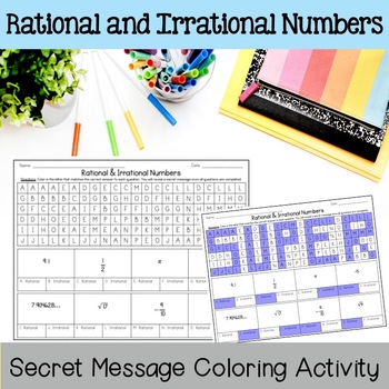 Preview of Rational and Irrational Numbers Activity - Secret Message Coloring!