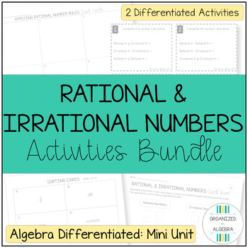 Preview of Rational and Irrational Numbers Algebra 1 Differentiated Activity Bundle