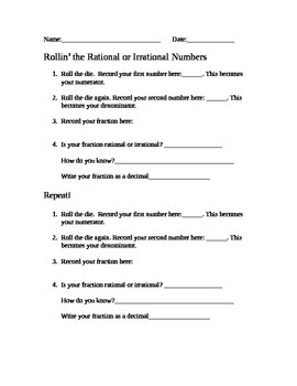 Preview of Rational and Irrational Numbers Game