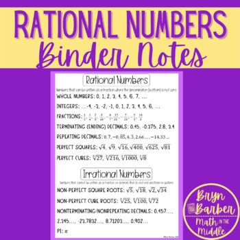Preview of Rational and Irrational Numbers Notes