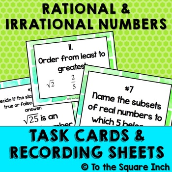 Preview of Rational and Irrational Numbers Task Cards | Math Center Practice Activity
