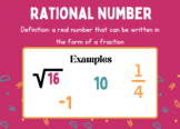 Rational and Irrational Numbers Word Wall