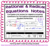 Rational and Radical Equations Notes for Algebra 2 (Comple