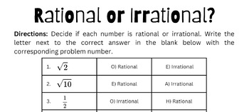 Preview of Rational or Irrational?