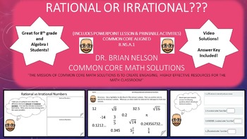 Preview of Rational or Irrational?  A PowerPoint Lesson and Printables!