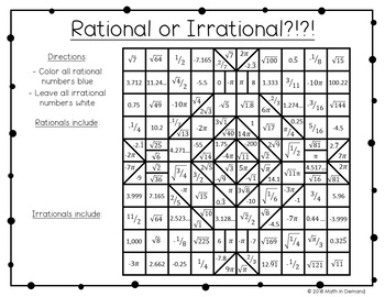 Rational or Irrational Coloring Worksheet FREE by Math in Demand