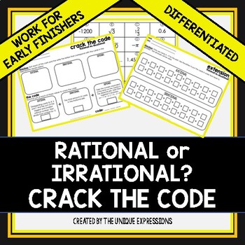 Preview of Rational and Irrational Numbers Crack the Code Activity