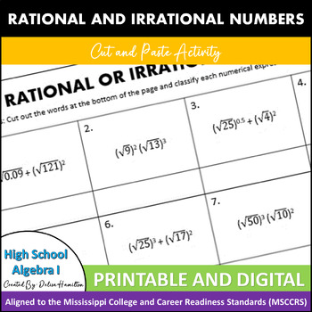 Preview of Rational or Irrational Numbers Cut and Paste FREEBIE | N-RN.3