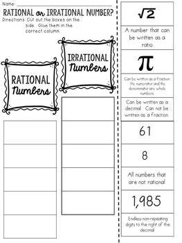 Rational or Irrational Numbers? Cut and Paste Sorting ...