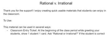 Preview of Rational v. Irrational Card Sorts