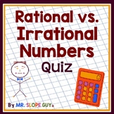 Rational versus Irrational Numbers Quiz