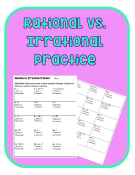 Preview of Rational vs Irrational Number Practice Worksheet