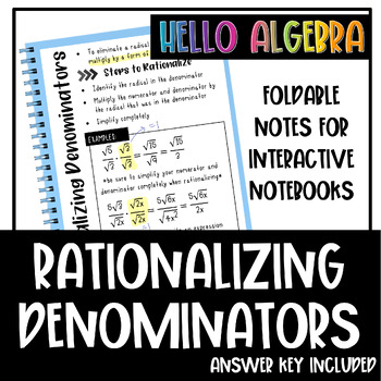 Preview of Rationalizing Denominators Foldable Notes for Interactive Notebooks
