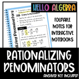Rationalizing Denominators Foldable Notes for Interactive 