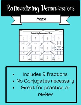 Preview of Rationalizing Denominators Maze