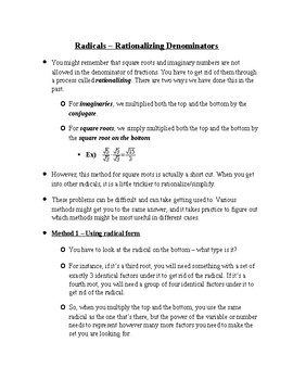 Preview of Rationalizing Radical Denominators Explained