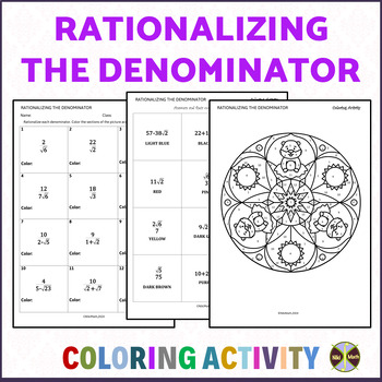Preview of Rationalizing the Denominator - Coloring Activity