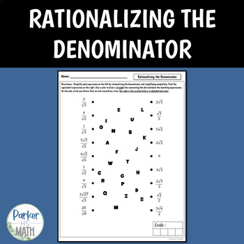 Preview of Rationalizing the Denominator WORKSHEET