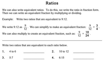 ratios 5th grade worksheets individualized math by destiny woods