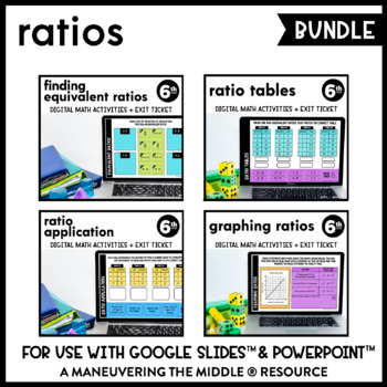 Preview of Ratios Digital Math Activity Bundle | Equivalent Ratios | Google Slides & Forms