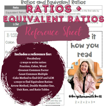 Preview of Ratios + Equivalent Ratios Reference Sheet - for Students